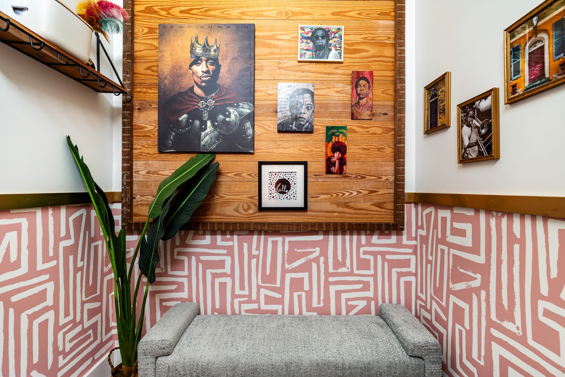 Entryway art gallery wall