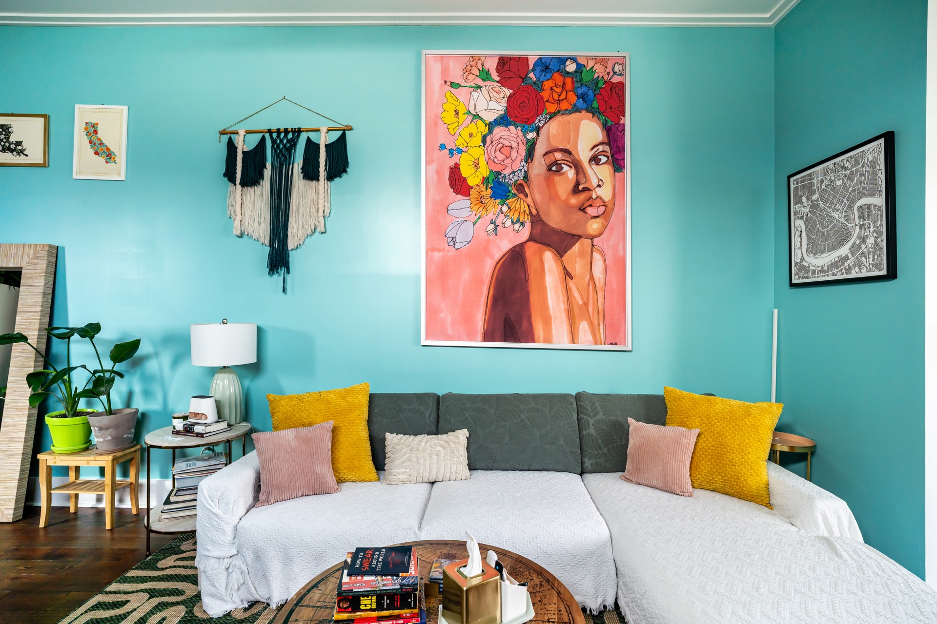 Living room detail with colorful painting